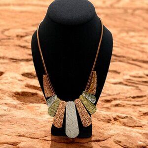 Paparazzi Bohemian Copper Silver Brass Plates on a Copper Snake Chain Necklace